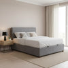 Lenna Queen Bed Frame Gaslift Storage Fabric Upholstery Steel Grey