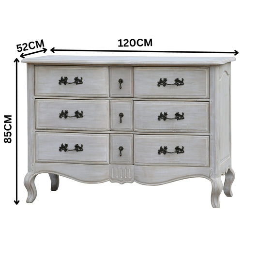 Leon Dresser Drawer Storage Cabinet Washed Grey