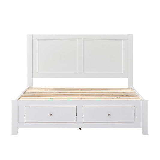 Luna 4pc Set Double Bed Frame Bedside Tallboy White