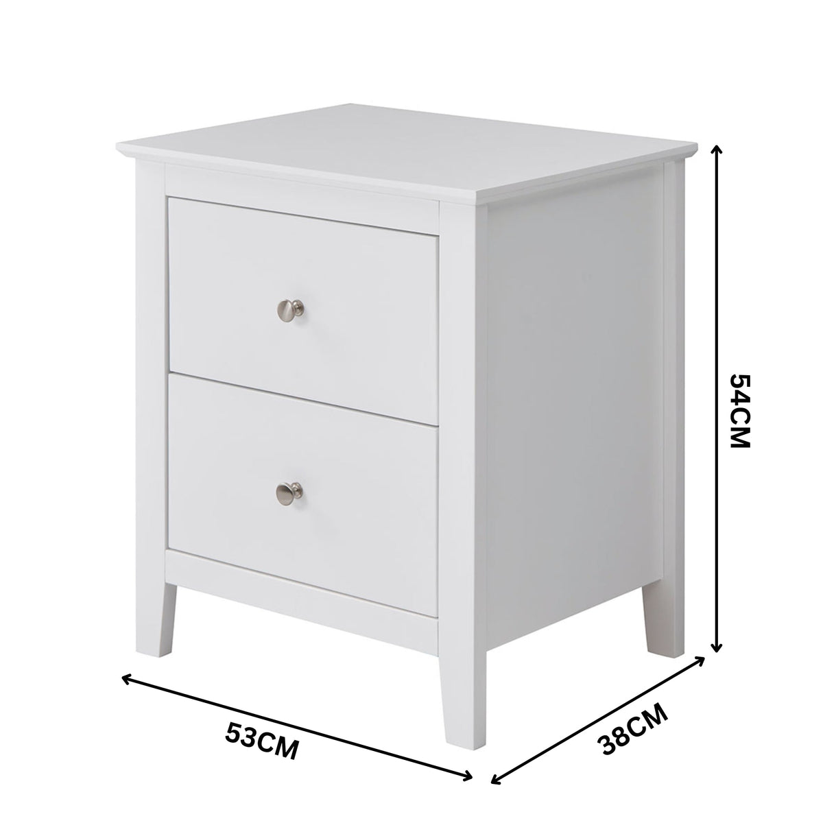 Luna 4pc Set Double Bed Frame Bedside Tallboy White