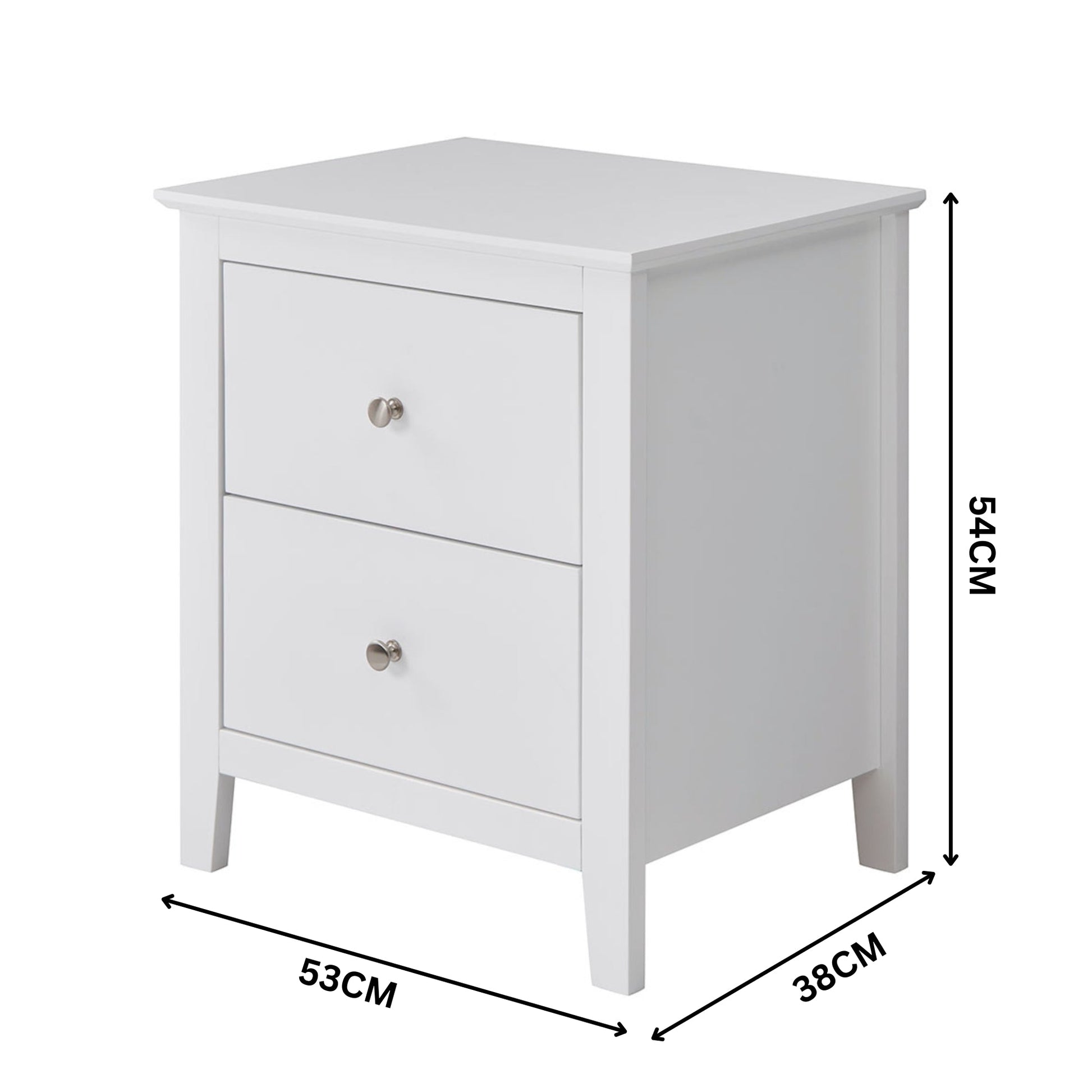 Luna 4pc Set Double Bed Frame Bedside Tallboy White