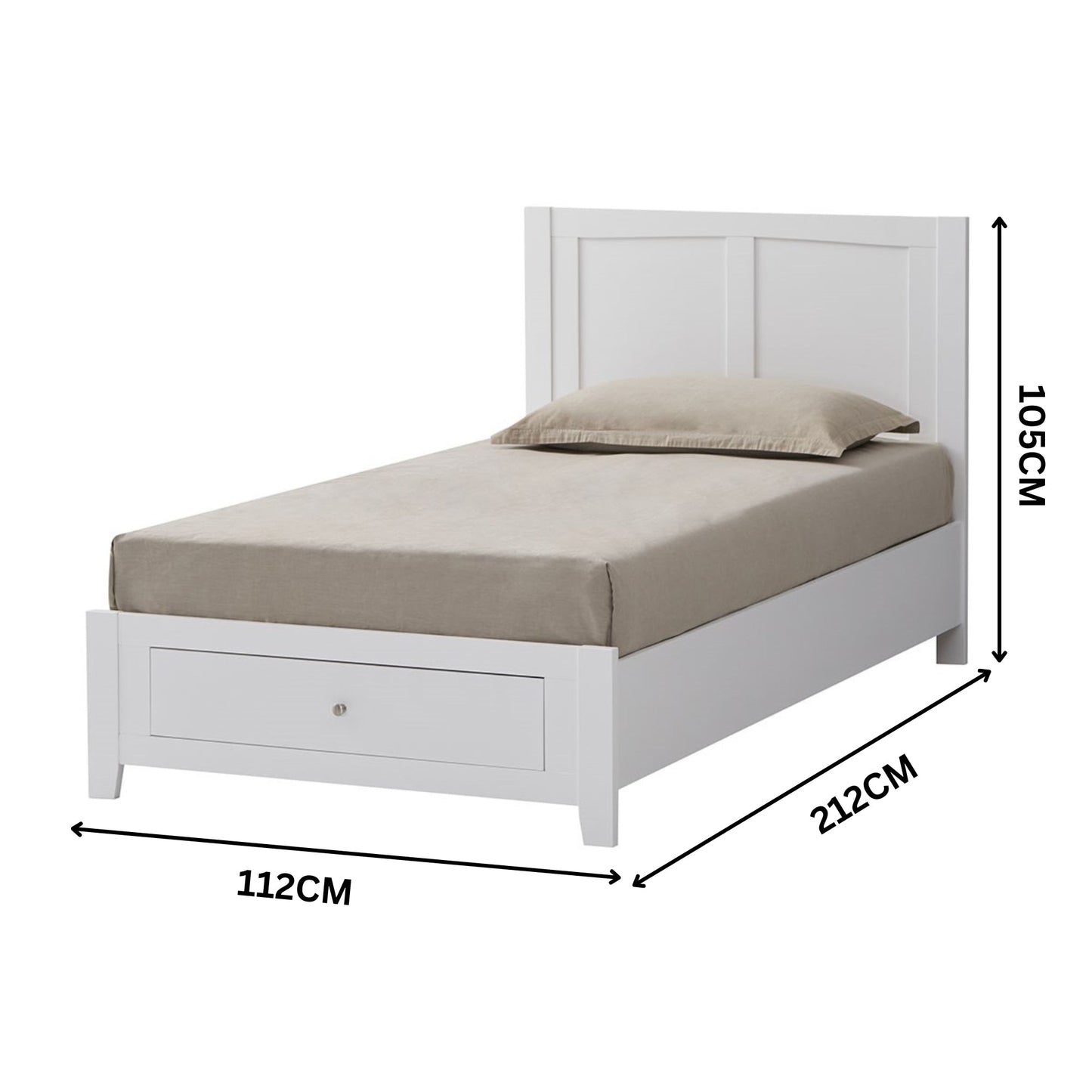 Luna 4pc Set King Bed Frame Bedside Tallboy White