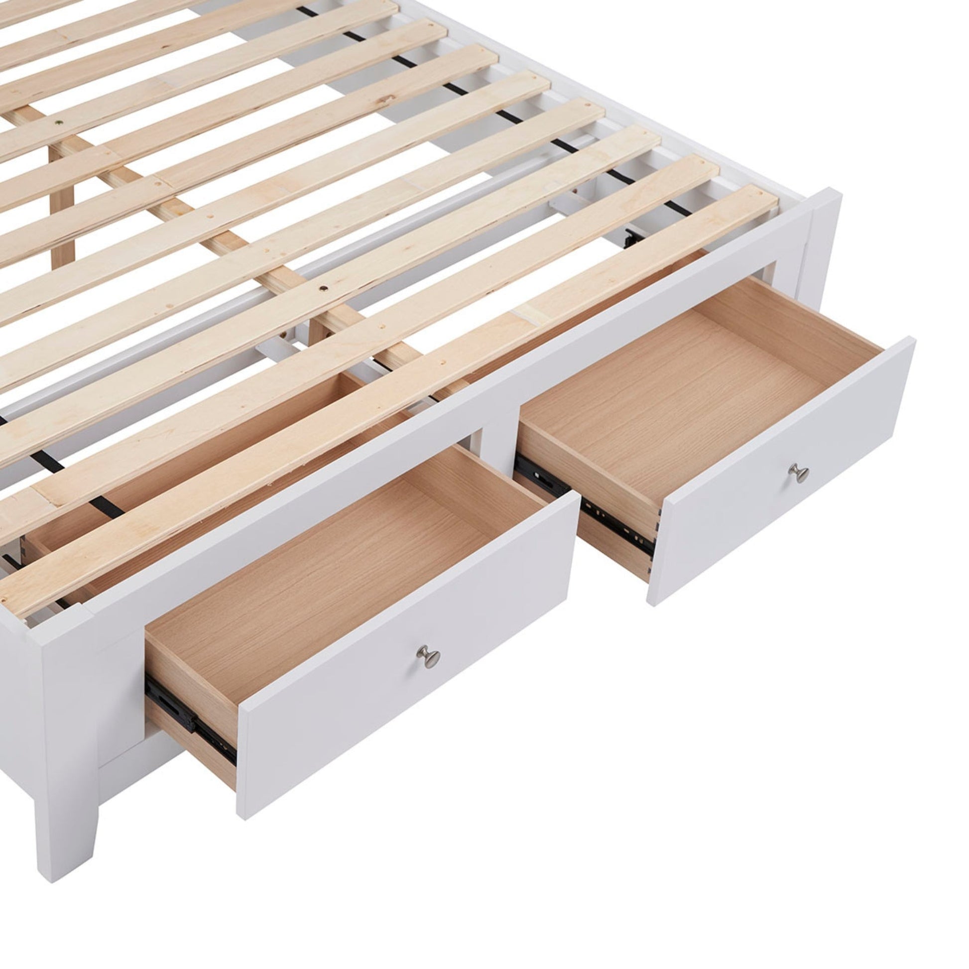 Luna Queen Bed Frame Storage Drawer White
