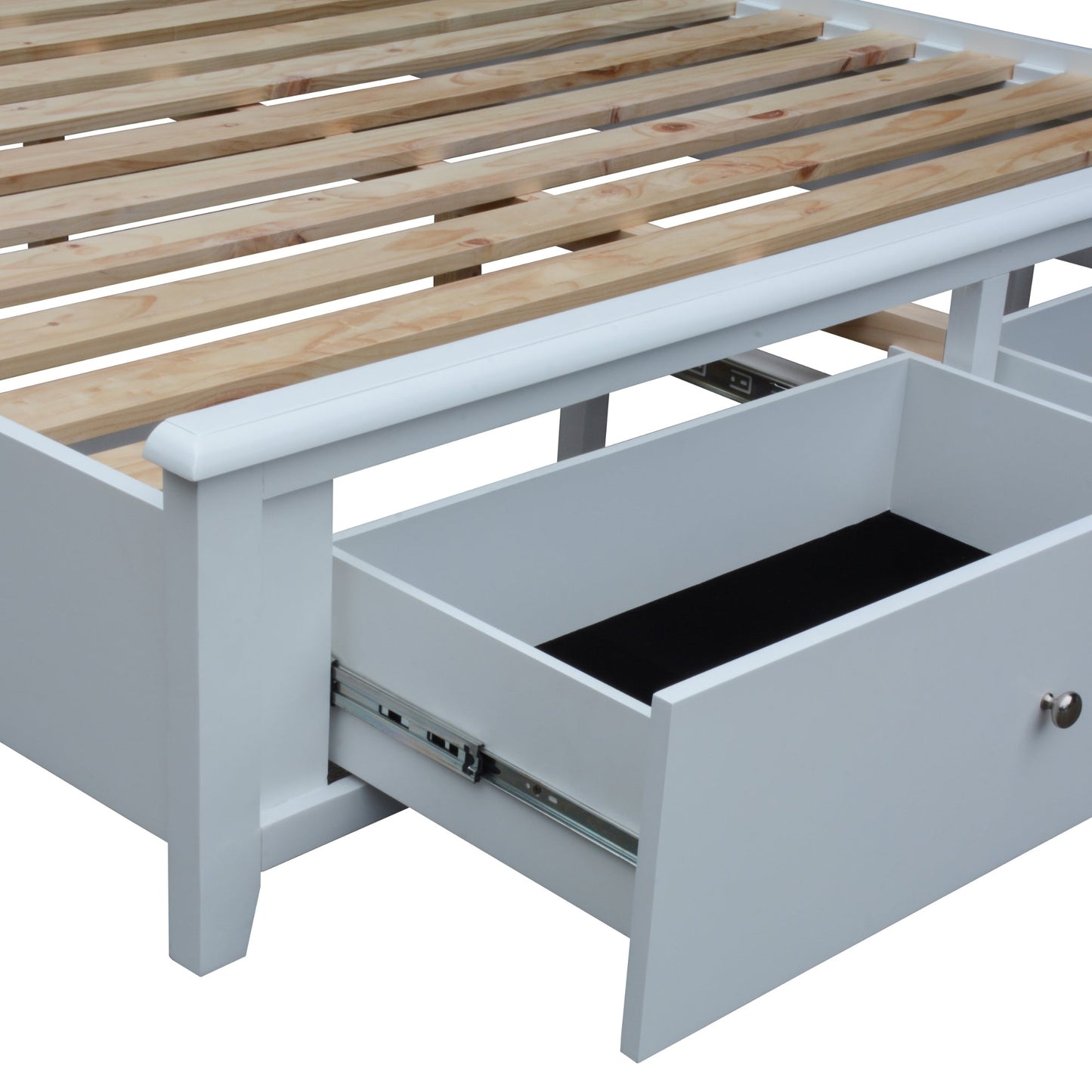 Maison Hampton Double Bed Frame Storage Drawer White