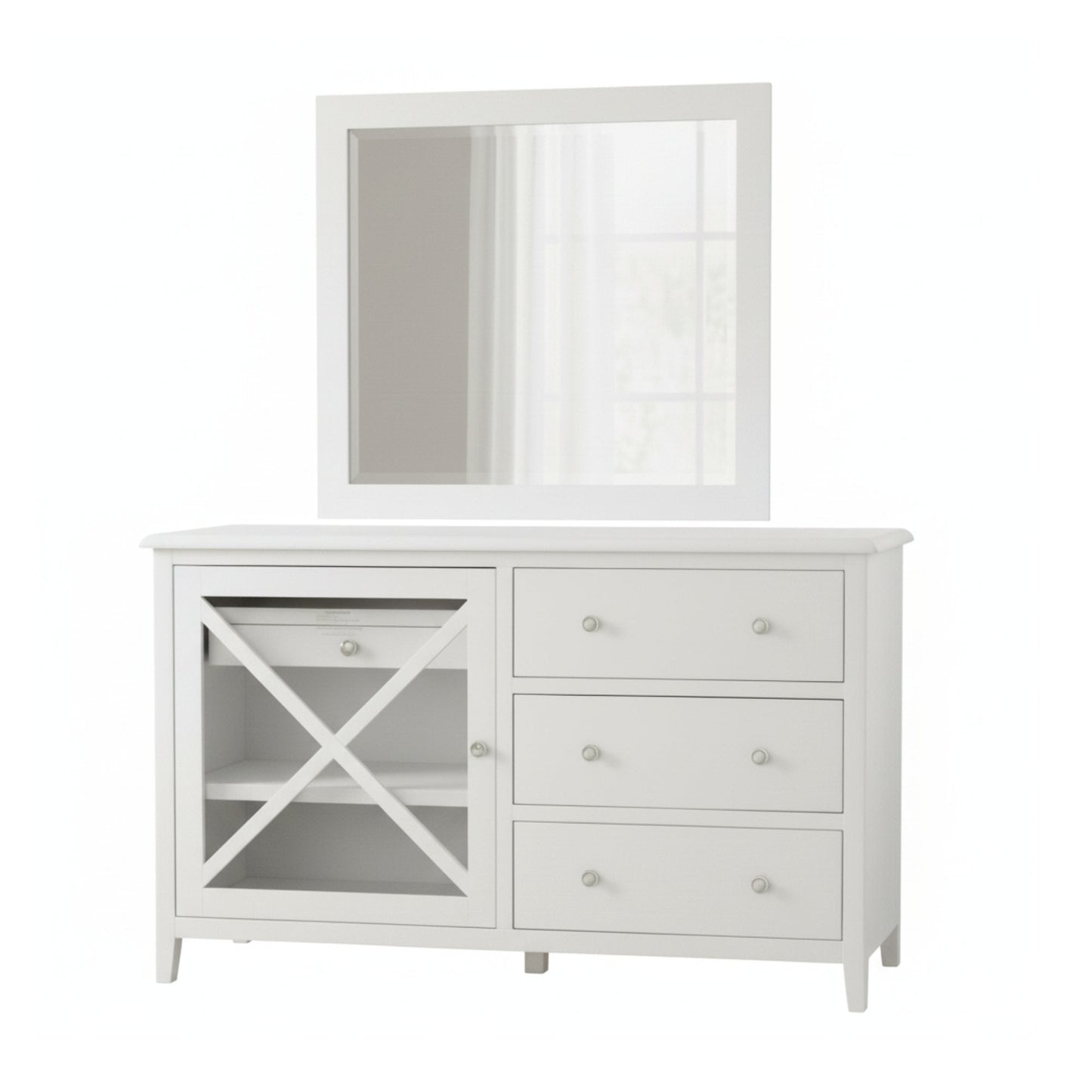 Maison Hampton Dresser Mirror Set White