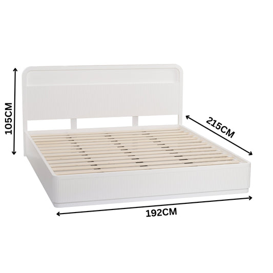 Manna King Bed Fluted Frame White
