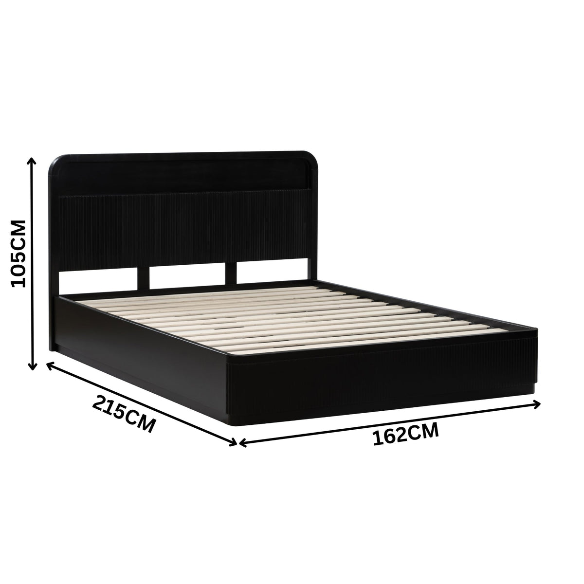 Manna Queen Bed Fluted Frame Black