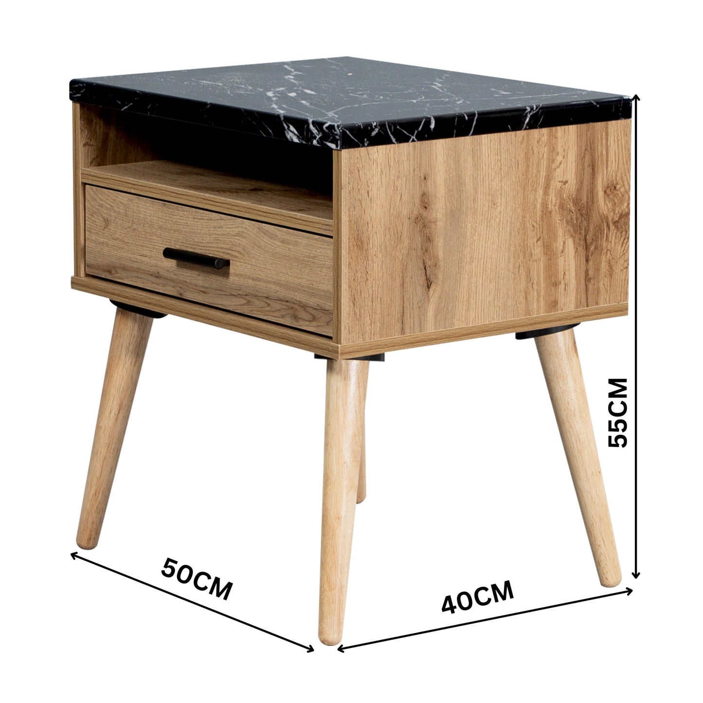 Marcello Bedside Table Nightstand Side End Bedroom Storage Cabinet Wotan Oak