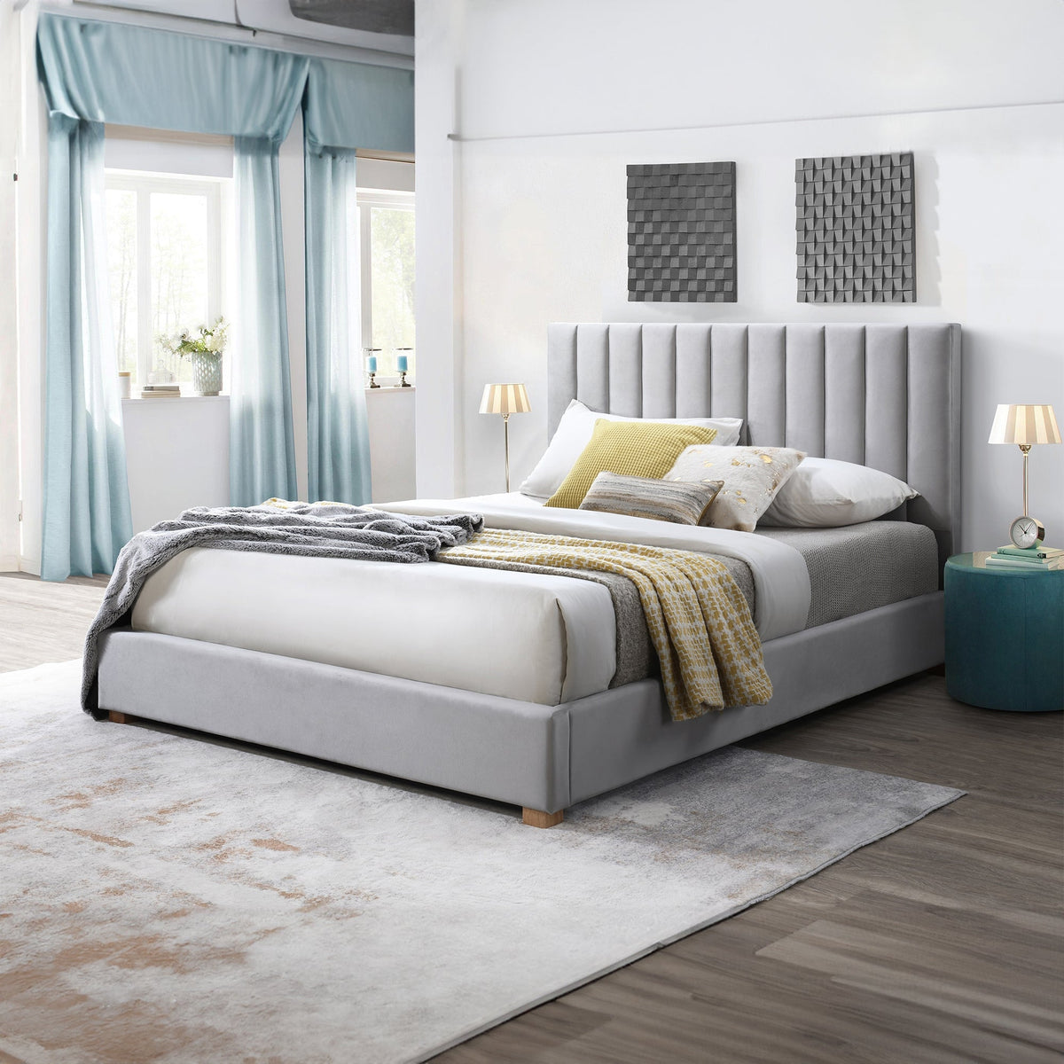 Marcus King Single Bed Frame Light Grey