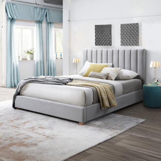 Marcus King Single Bed Frame Light Grey