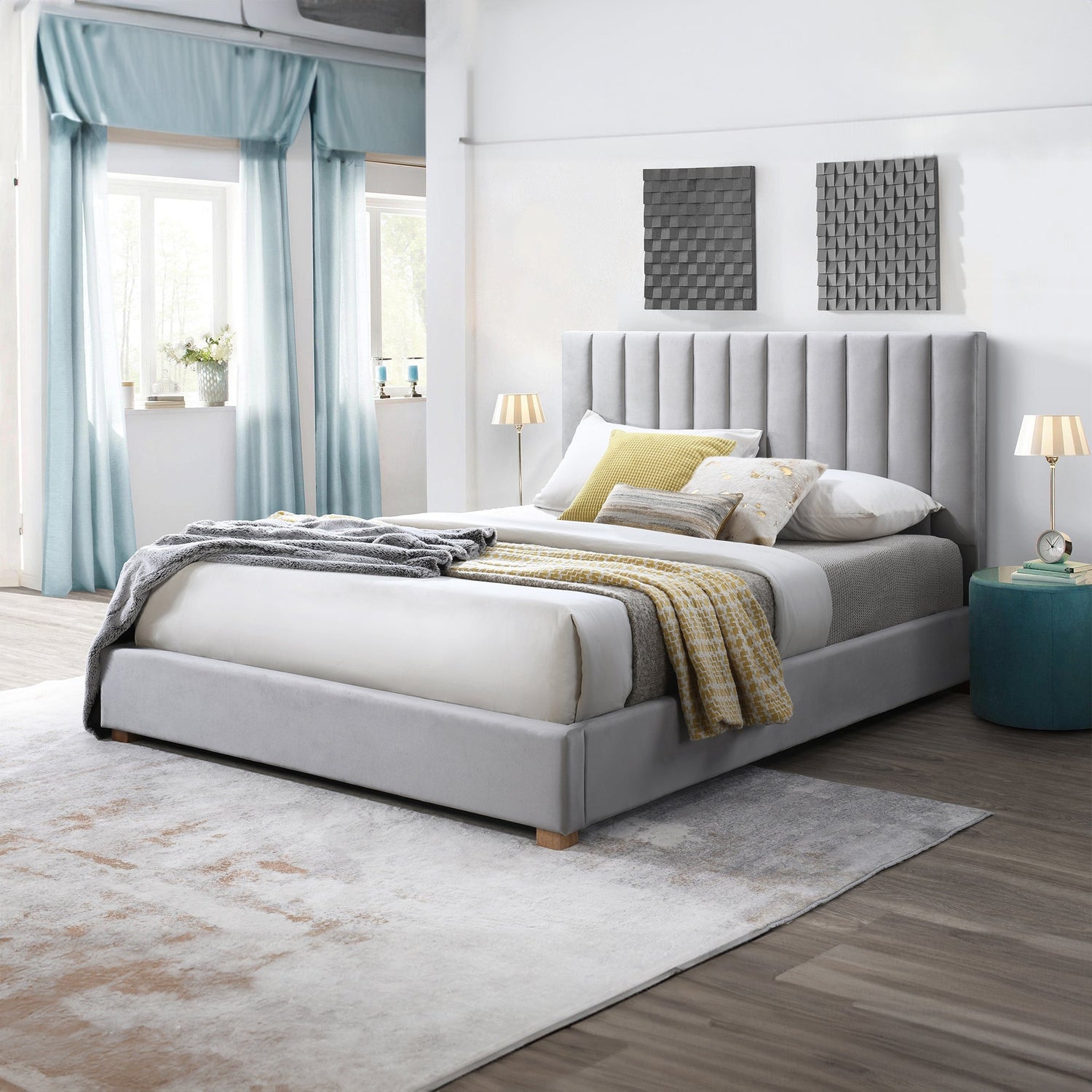 Marcus Queen Bed Frame Light Grey