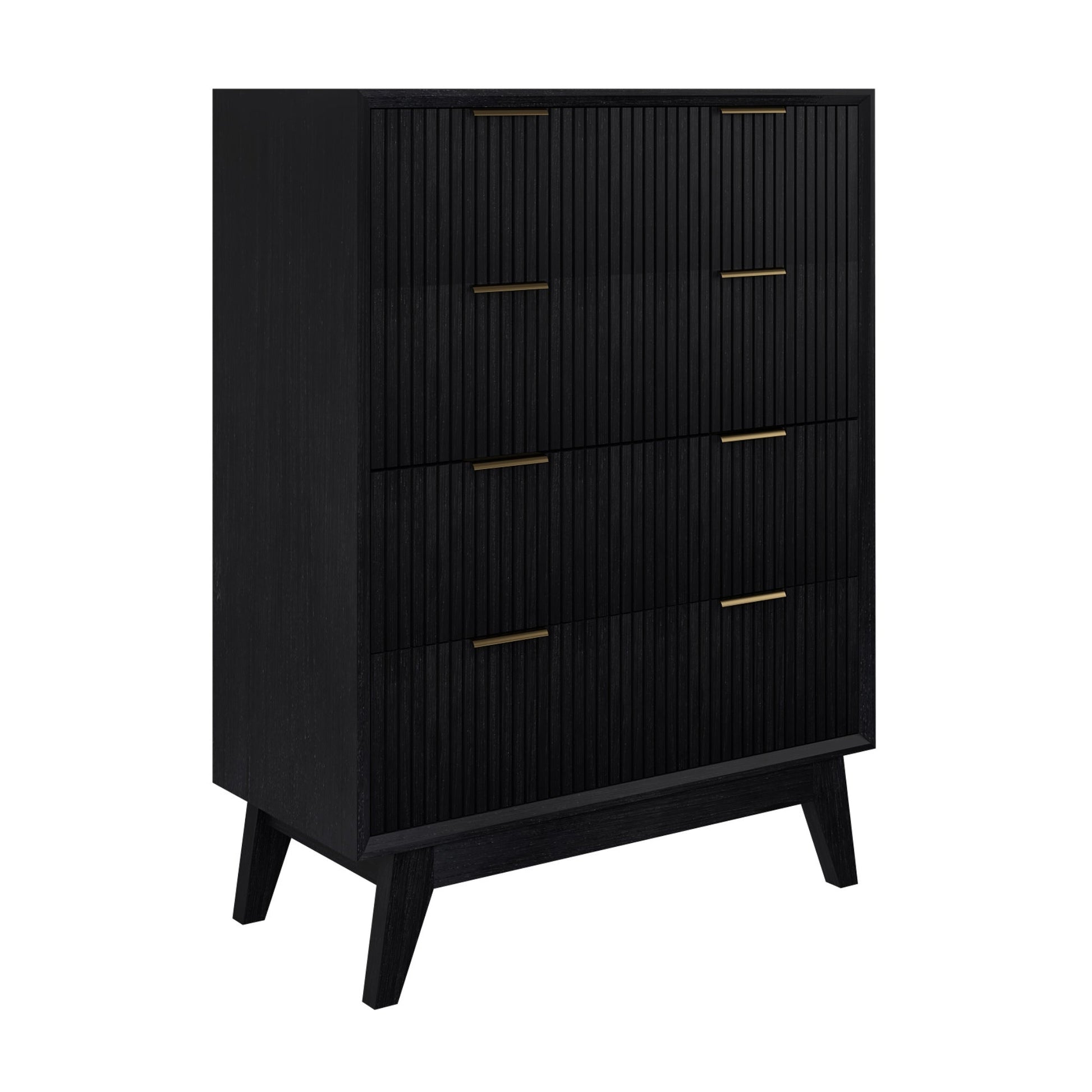Matilda 4pc King Bed Suite Bedside Tallboy Frame Set Black