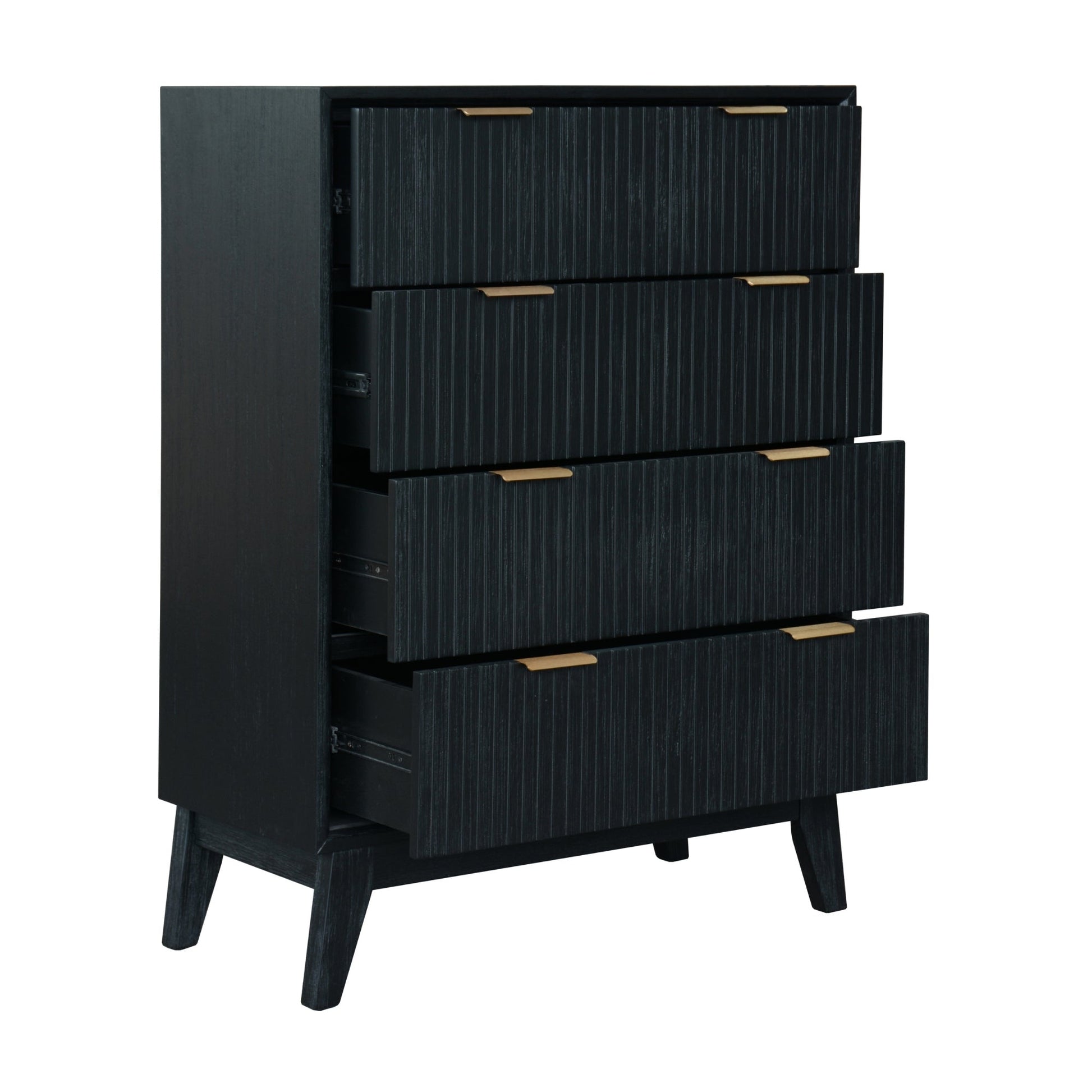 Matilda 4pc King Bed Suite Bedside Tallboy Frame Set Black