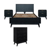 Matilda 4pc Queen Bed Suite Bedside Tallboy Frame Set Black