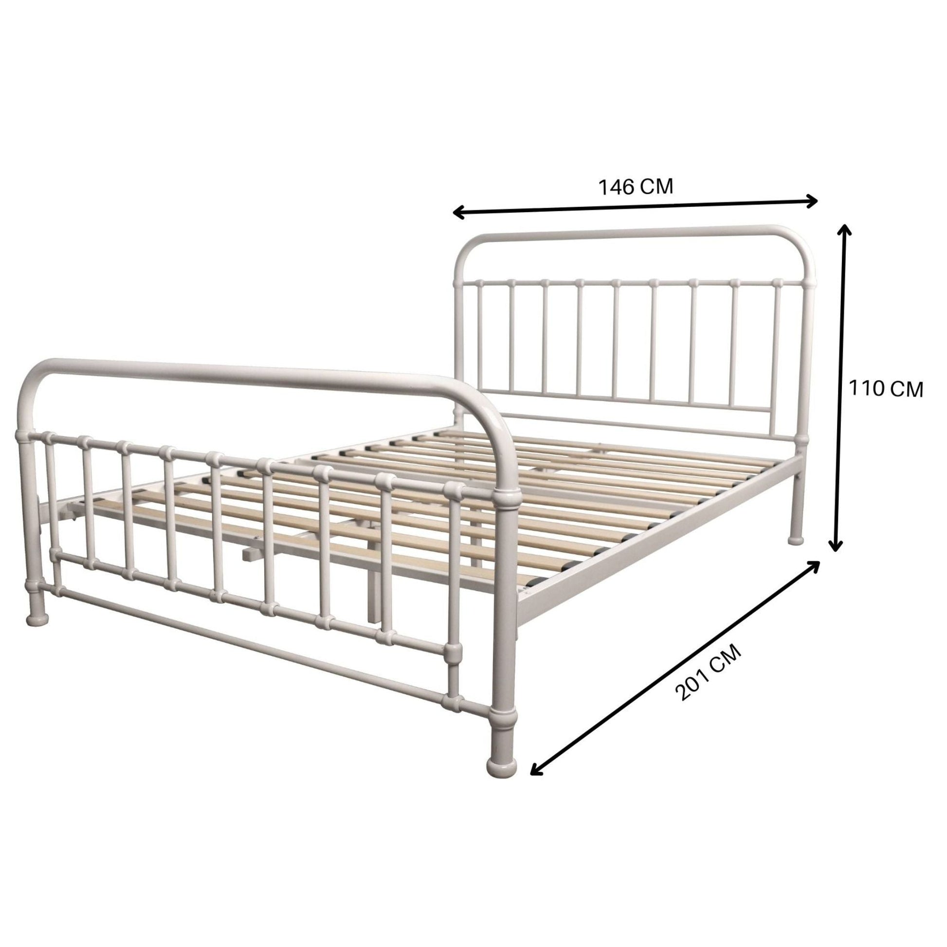 Metallica Metal Bed Frame Double White