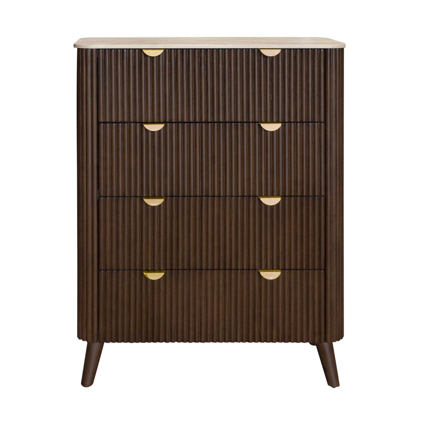 Milo 4pc Bedroom Set King Bed Frame Bedside Tallboy Walnut