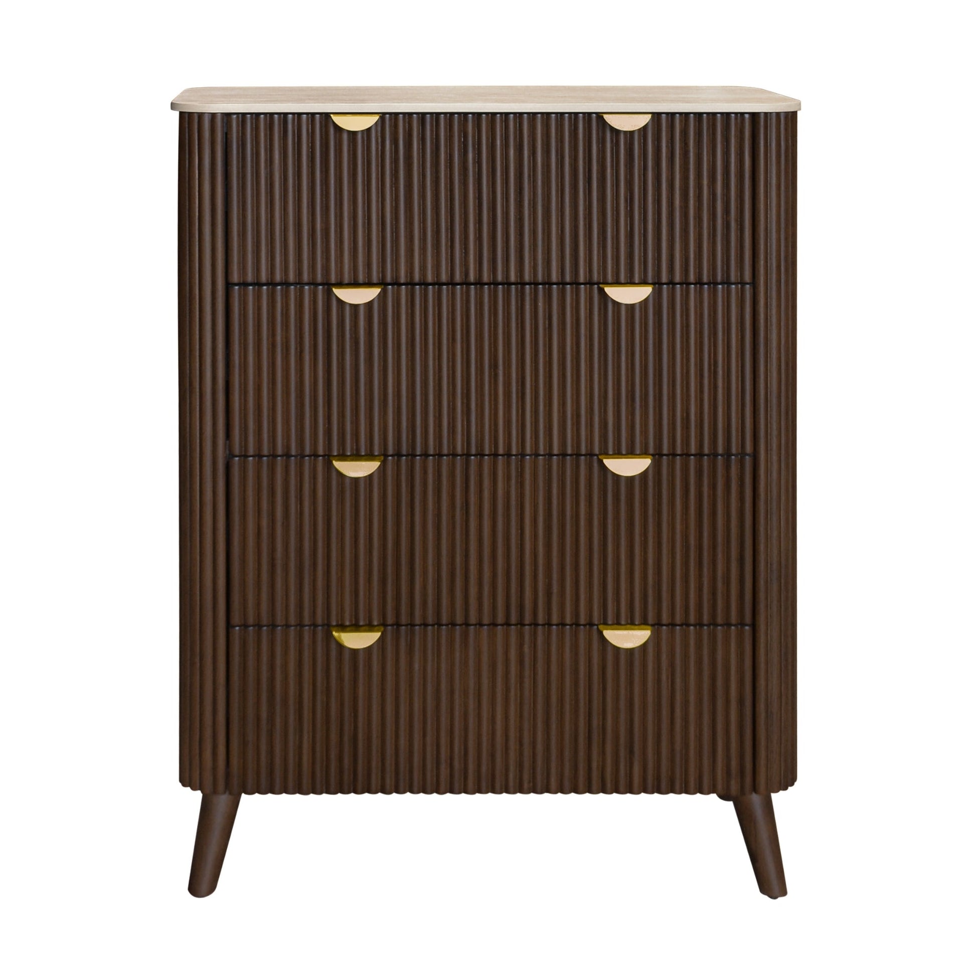 Milo 4pc Bedroom Set King Bed Frame Bedside Tallboy Walnut