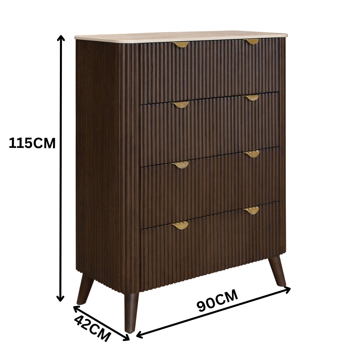 Milo 4pc Bedroom Set King Bed Frame Bedside Tallboy Walnut