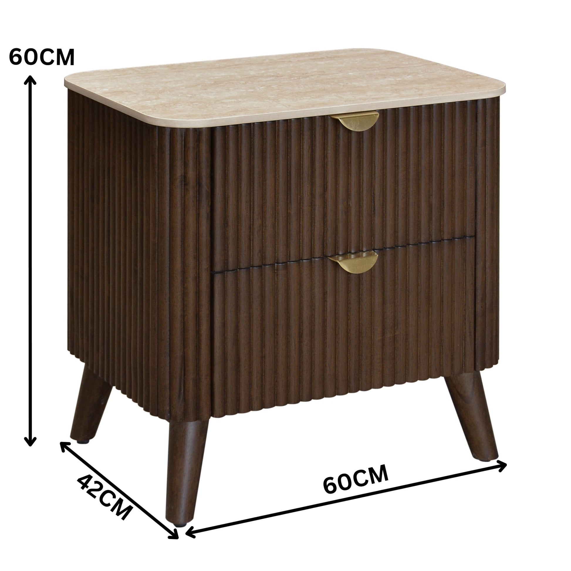 Milo 4pc Bedroom Set King Bed Frame Bedside Tallboy Walnut