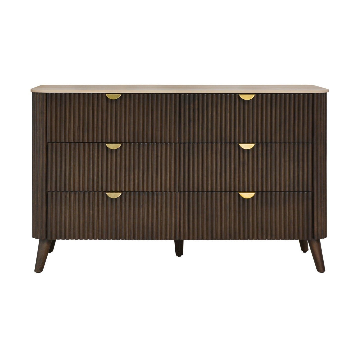 Milo 4pc Bedroom Set Queen Bed Frame Bedside Dresser Walnut