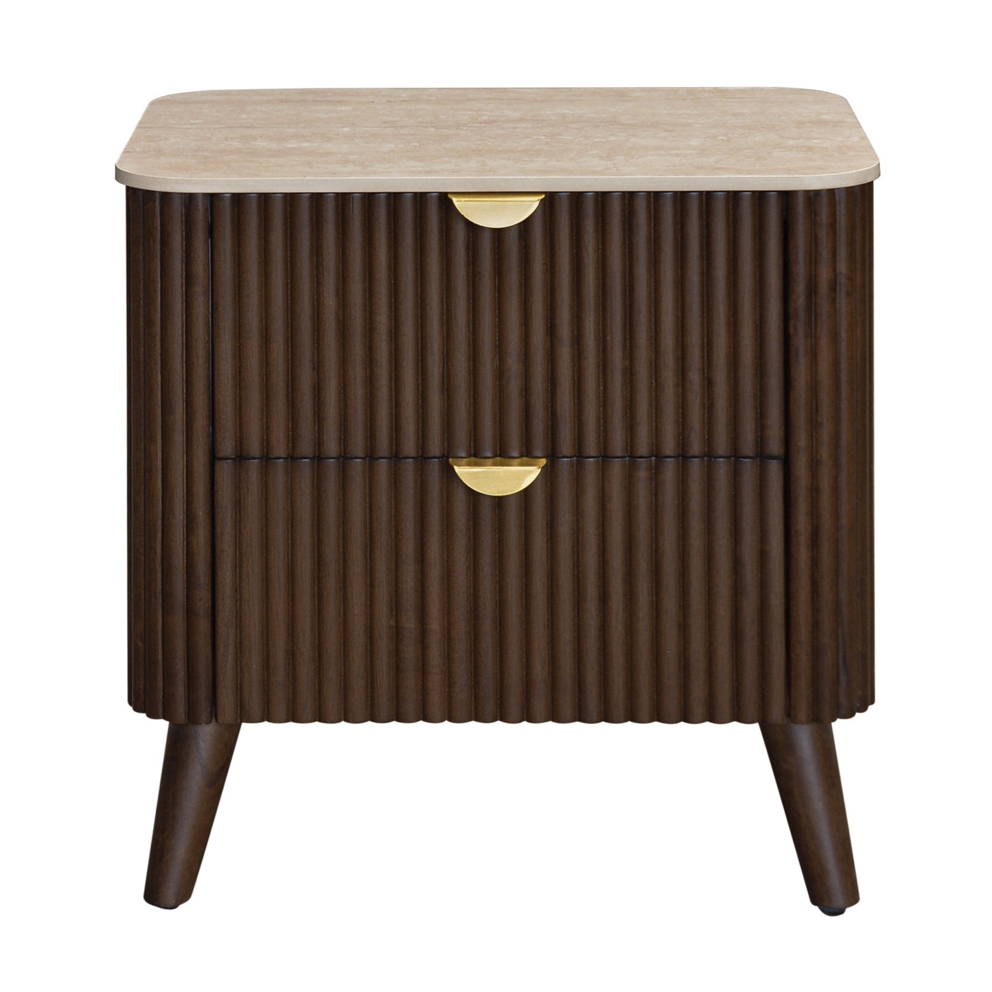 Milo 4pc Bedroom Set Queen Bed Frame Bedside Dresser Walnut