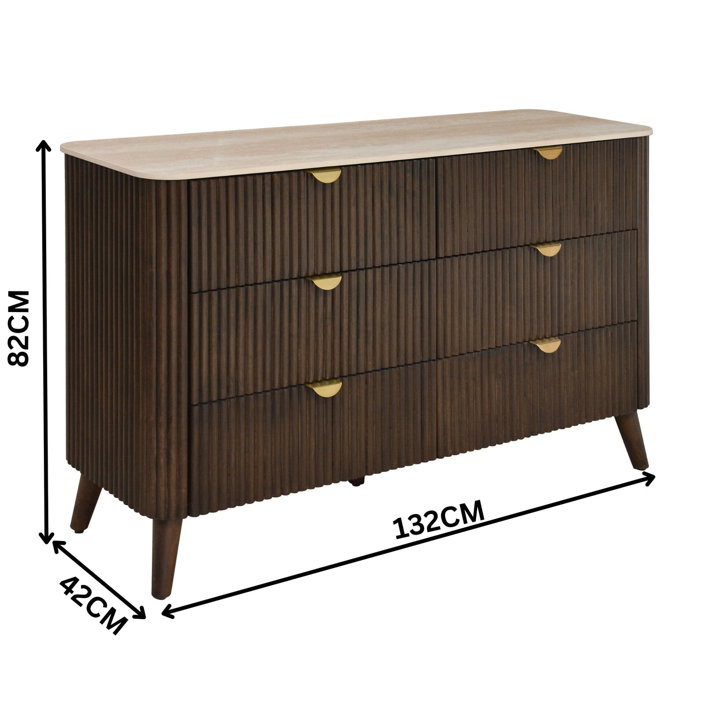 Milo 4pc Bedroom Set Queen Bed Frame Bedside Dresser Walnut
