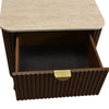 Milo Bedside Table 2 Drawer Sintered Stone Travertine Top Walnut