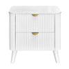 Milo Bedside Table 2 Drawer Sintered Stone Travertine Top White