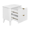 Milo Bedside Table 2 Drawer Sintered Stone Travertine Top White