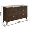 Milo Dresser 6 Drawer Sintered Stone Travertine Top Walnut