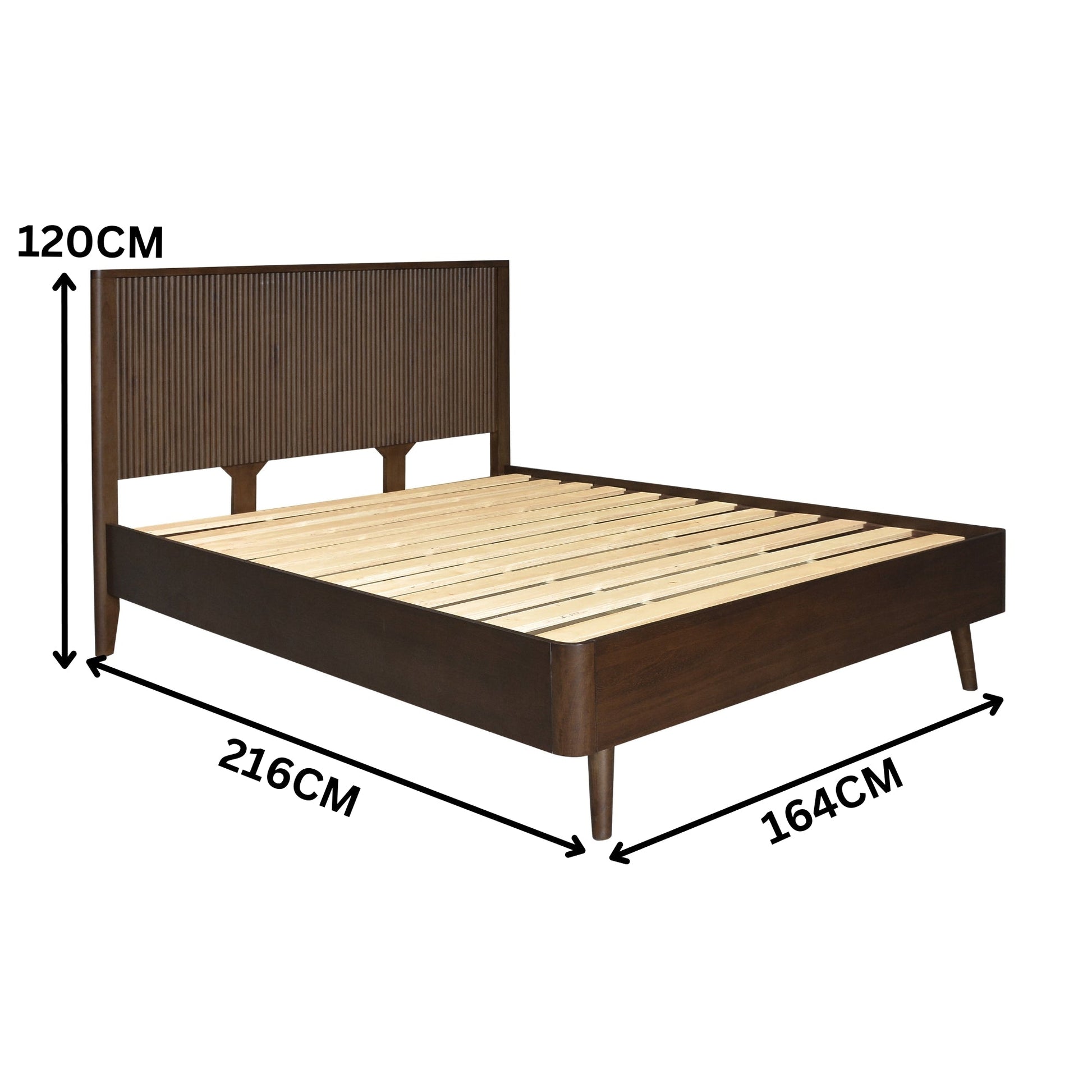 Milo Queen Bed Solid Hardwood Frame Walnut
