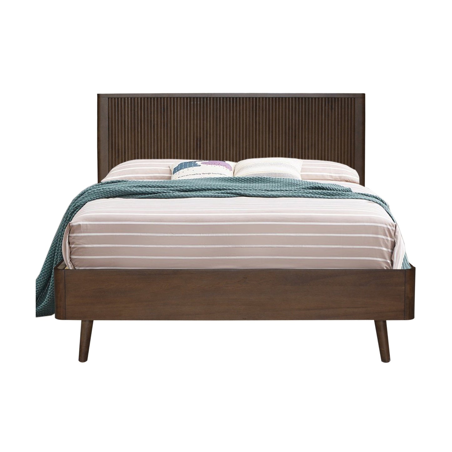 Milo Queen Bed Solid Hardwood Frame Walnut