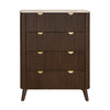 Milo Tallboy 4 Drawer Sintered Stone Travertine Top Walnut
