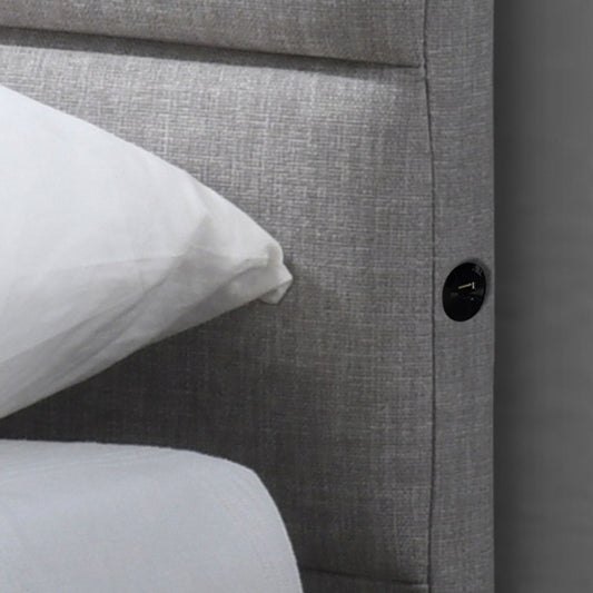Neon King Bed Frame 2 Drawer USB Port Light Grey