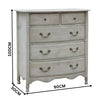 Paris Tallboy 5 Drawer Cabinet Storage Washed Grey
