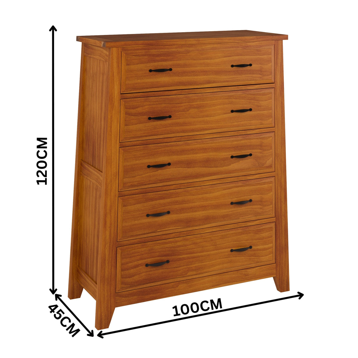 Pine Valley 100cm Tallboy Solid Pine Blackwood Oak