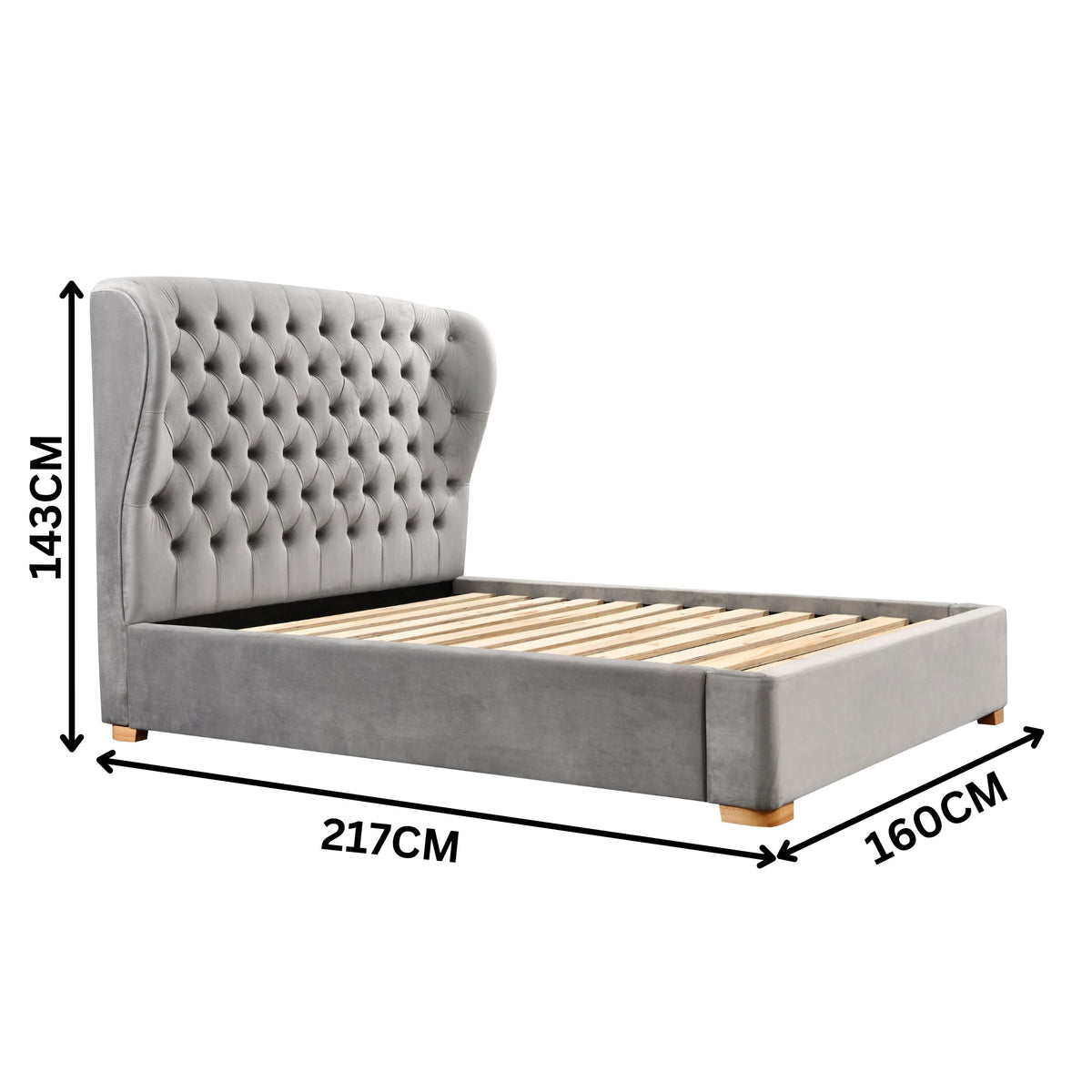 Raina Fabric Double Bed Frame Silver Grey