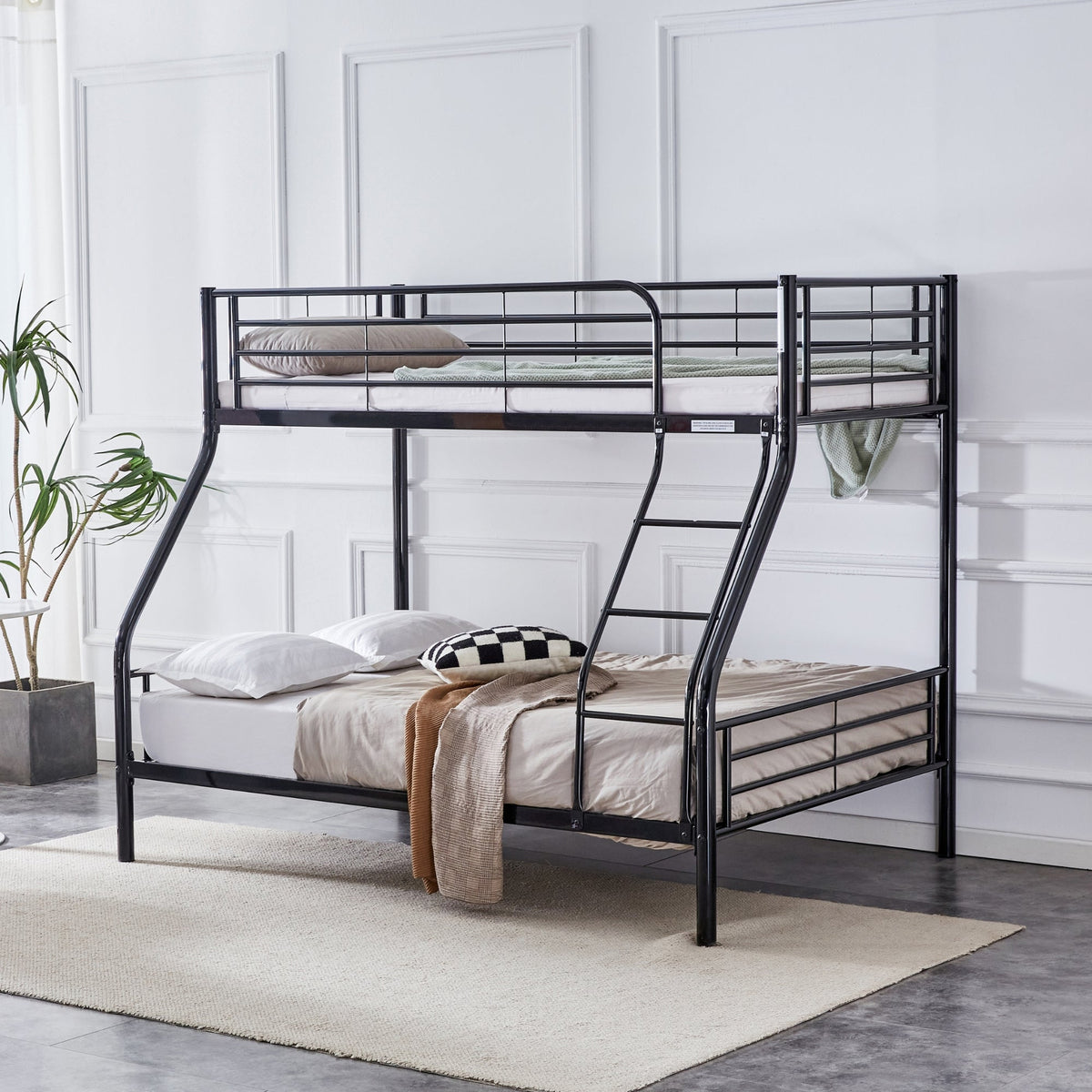 Sams Single Double Metal Bunk Bed Frame Black