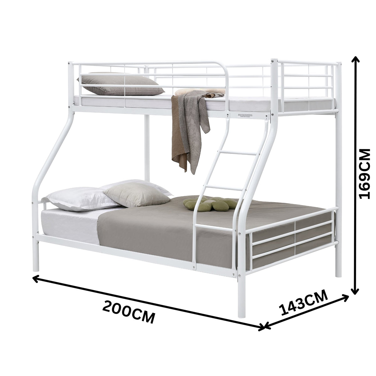 Sams Single Double Metal Bunk Bed Frame White