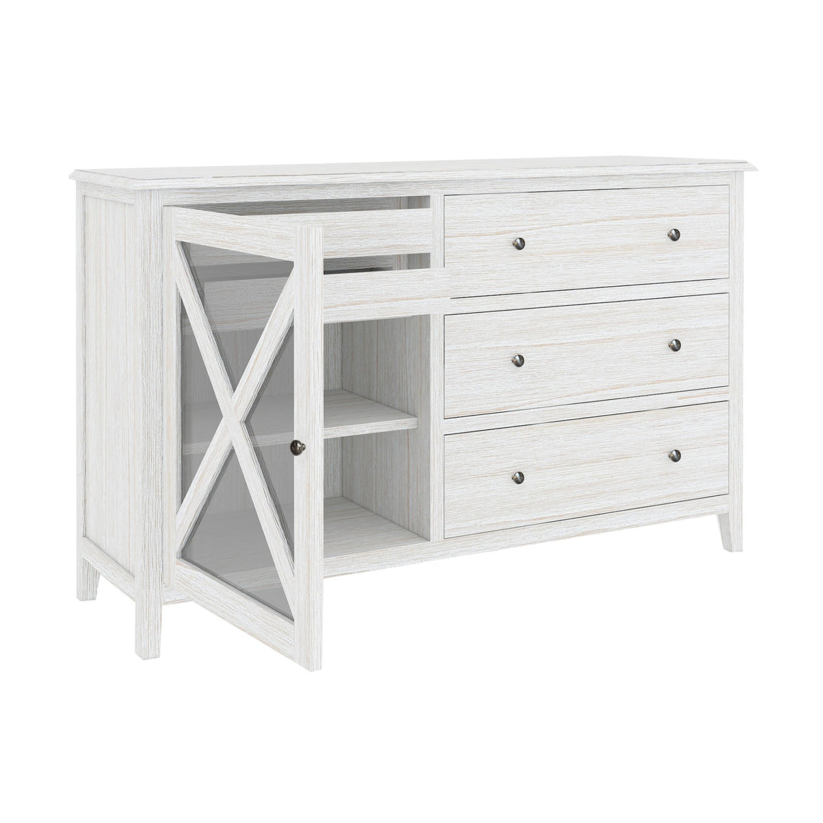 San Remo Dresser Glass Door Washed White