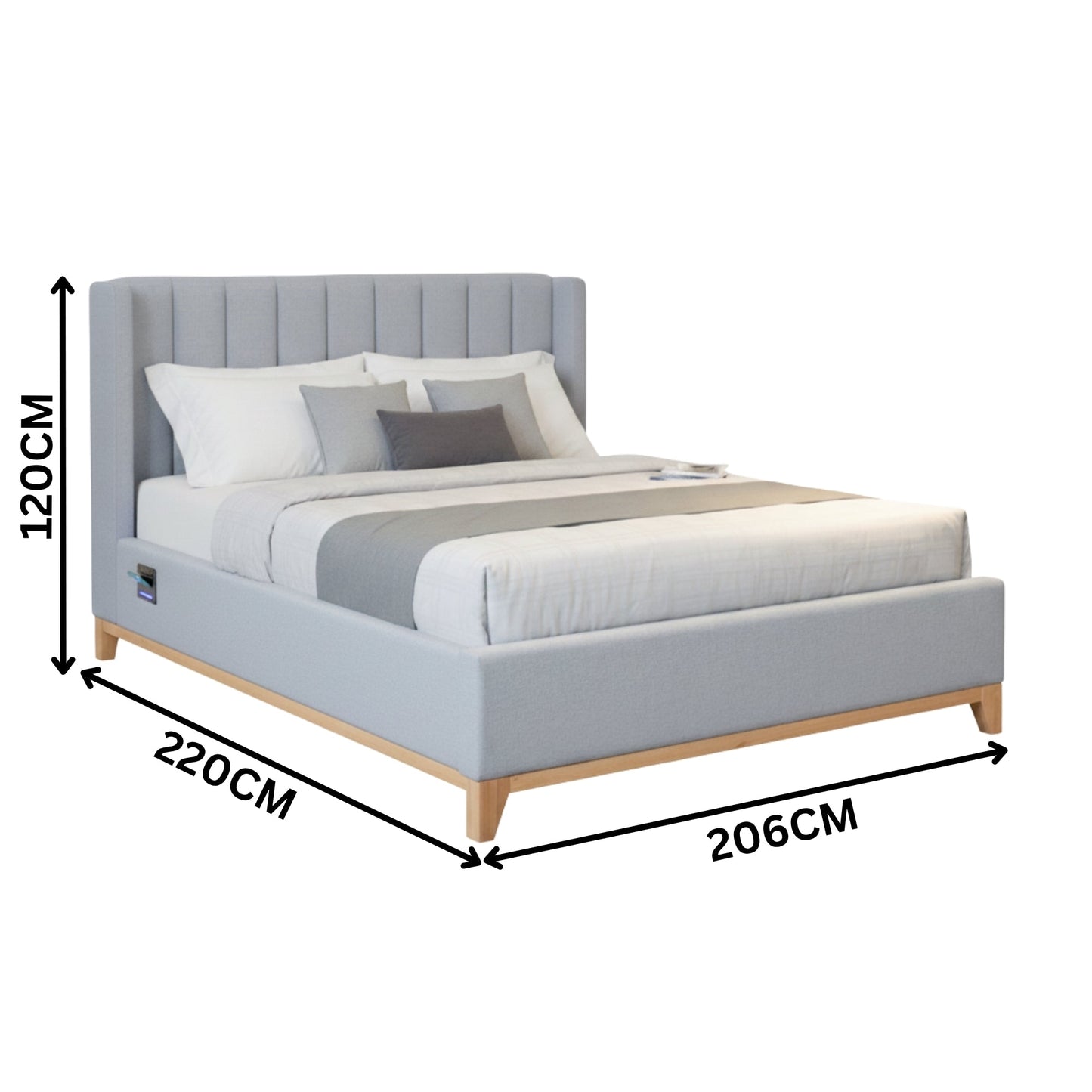 Skandinav King Bed Frame Light Grey