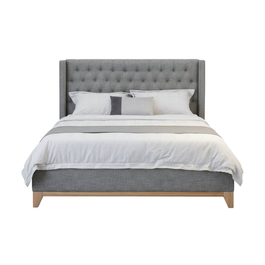 Skandinav Queen Bed Frame Buttoned Head Storm Grey