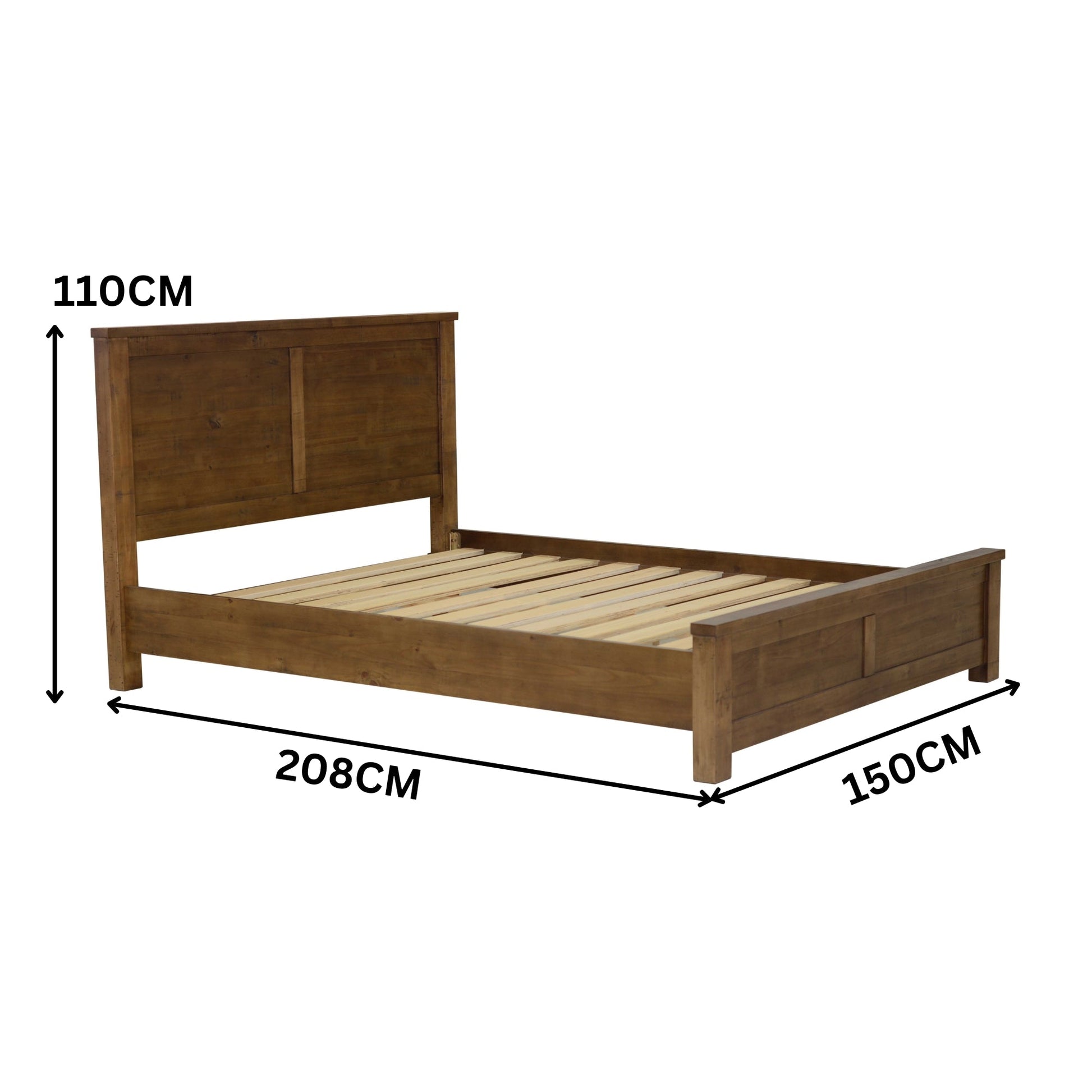 Sonora Double Bed Frame Rustic Solid Pine Wood Ash Brown – Wowbeds