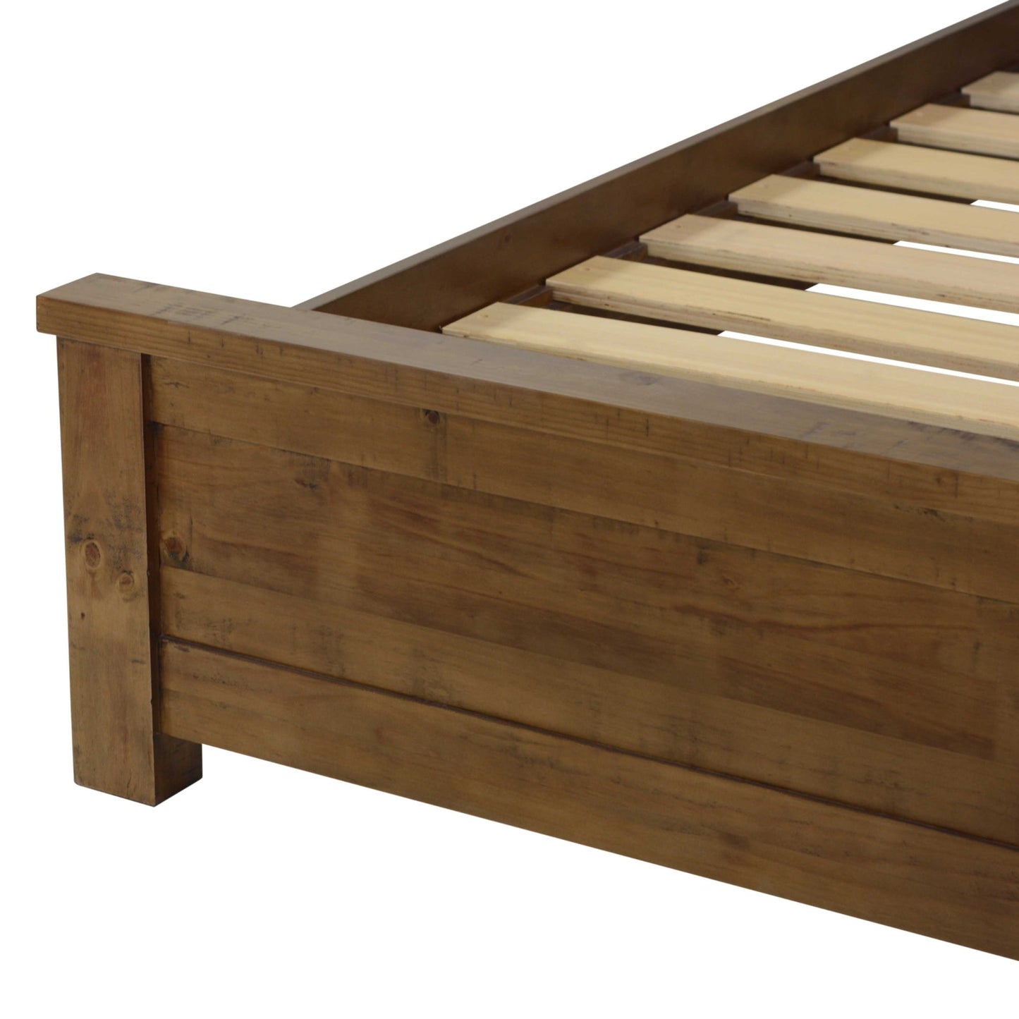Sonora Double Bed Frame Rustic Solid Pine Wood Ash Brown