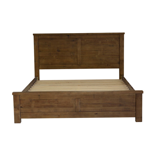 Sonora Queen Bed Frame Rustic Solid Pine Wood Ash Brown