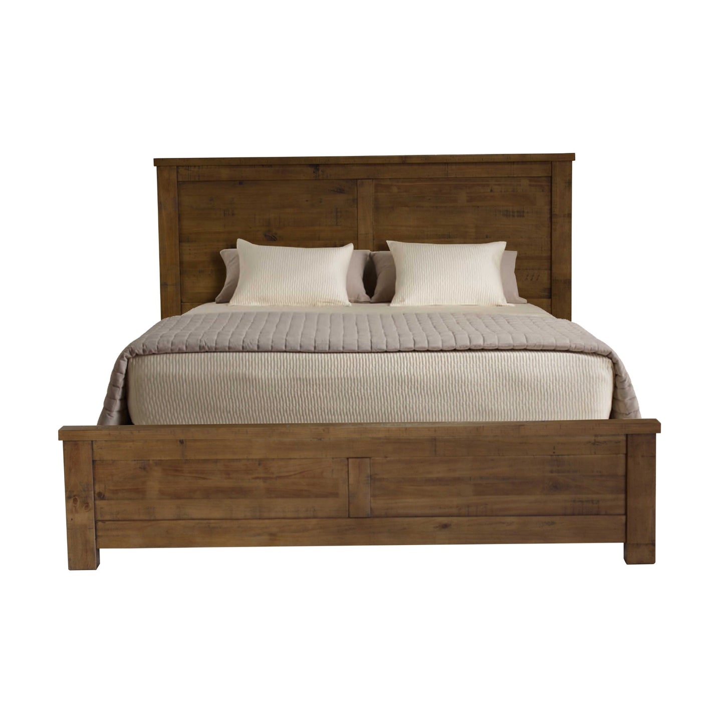 Sonora Queen Bed Frame Rustic Solid Pine Wood Ash Brown