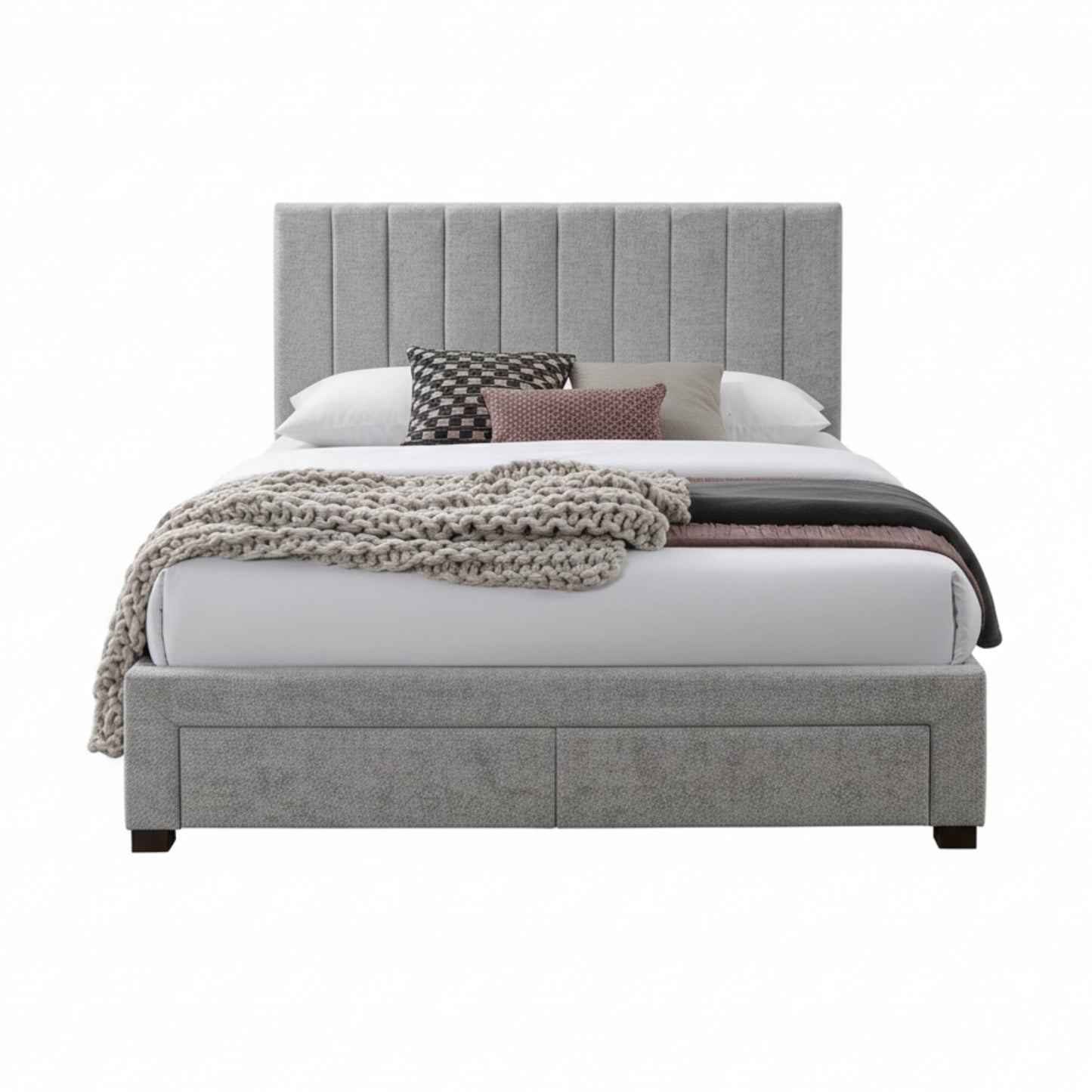 St Coco Double Bed Frame Storage Drawer Stone Grey