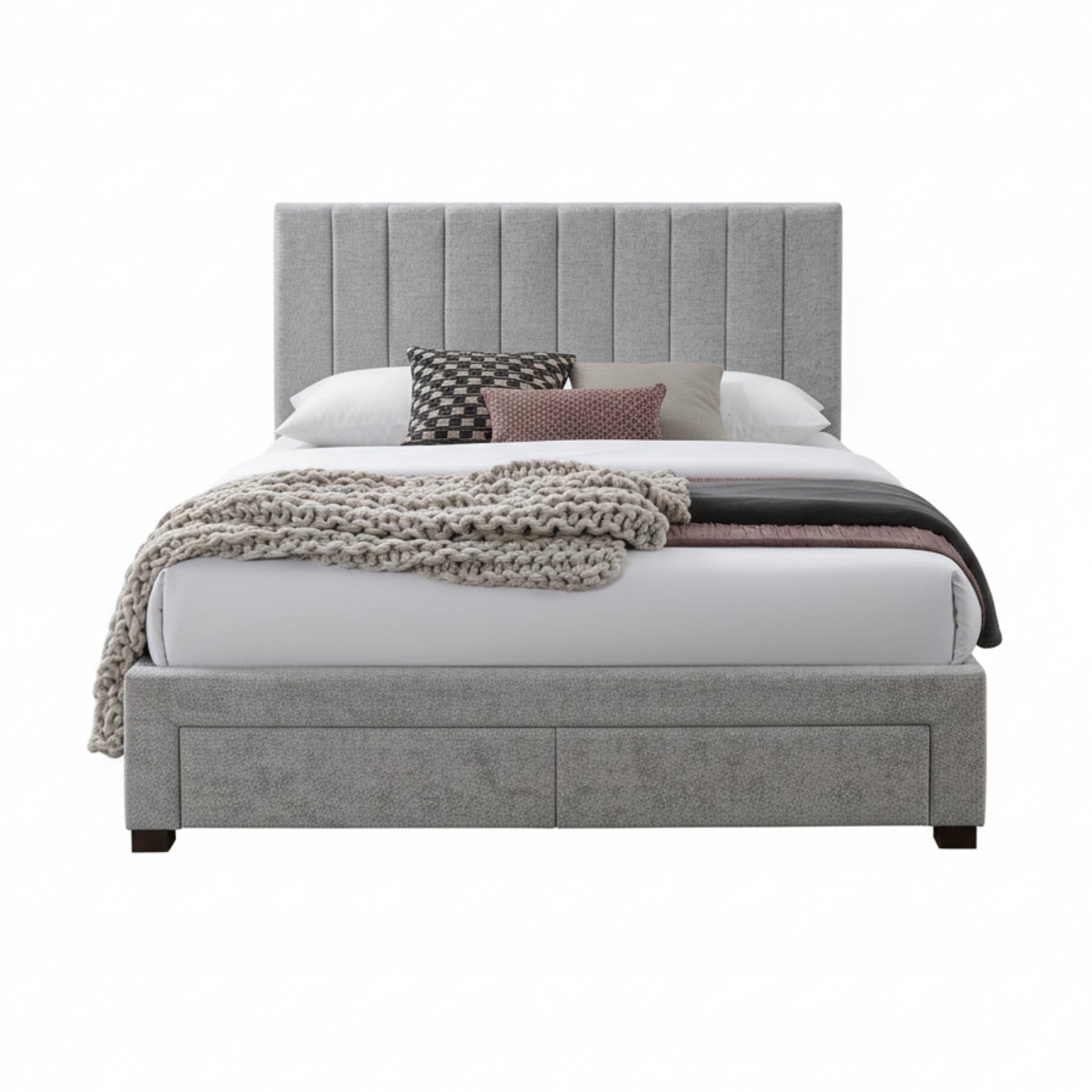 St Coco Double Bed Frame Storage Drawer Stone Grey