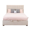 St James King Bed Frame Gas Lift Storage Oatmeal Beige