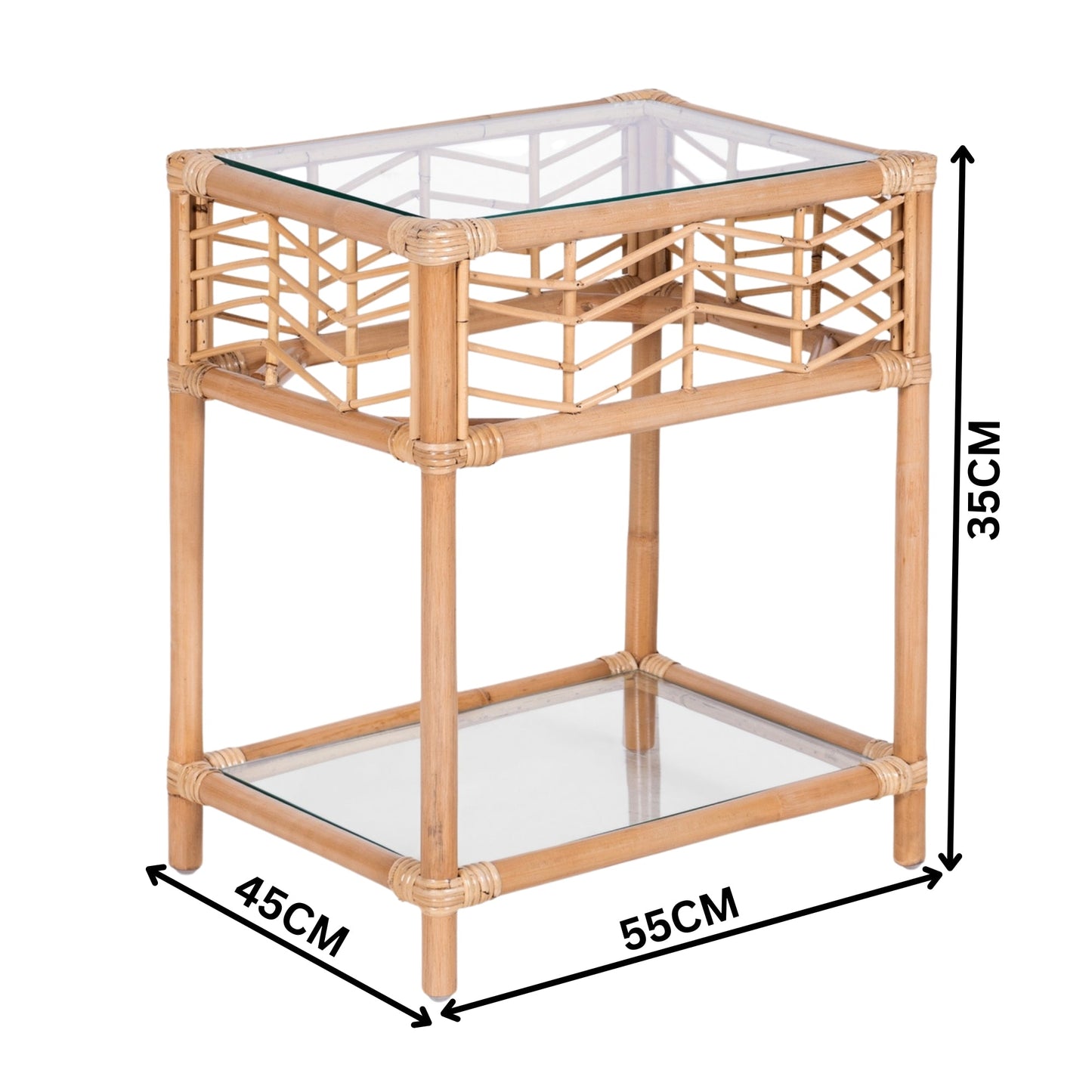 Sunny Rattan Cane Bedside Table Natural